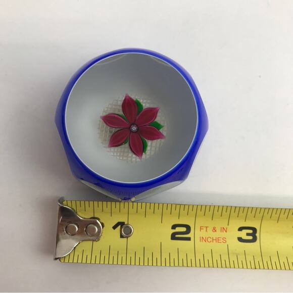 Perthshire Miniature Overlay 1979C Lampwork Flower Faceted Paperweight Box & COA - Picture 9 of 14